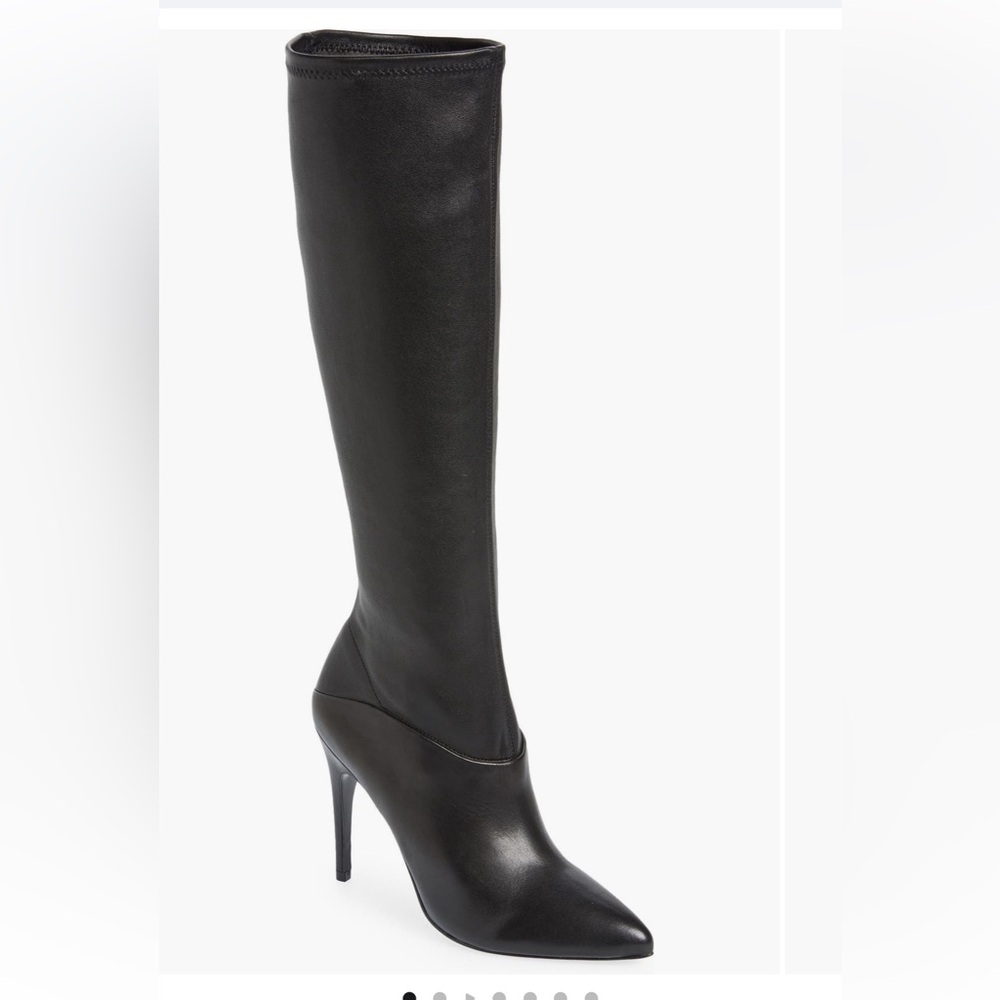 Reiss Black Leather Carina Knee-High Boots